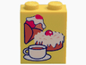 Brick 1 x 2 x 2 with Inside Axle Holder with Ice Cream, Cake, and Coffee Pattern