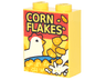 Brick 1 x 2 x 2 with Inside Stud Holder with Cereal Box with Chicken and 'CORN FLAKES' Pattern