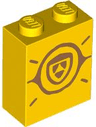 Brick 1 x 2 x 2 with Inside Stud Holder with Medium Nougat Face on Shield, Lines and Circle Pattern (BrickHeadz Skye Shirt)