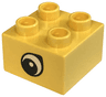 Duplo, Brick 2 x 2 with Black and White Teardrop Eye Pattern on Opposite Sides
