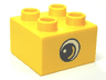 Duplo, Brick 2 x 2 with Eye, Small with White Spot and Curve Pattern on Opposite Sides