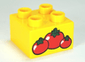 Duplo, Brick 2 x 2 with 3 Red Tomatoes Pattern