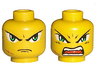 Minifigure, Head Dual Sided Exo-Force Green Eyes with Frown and Scar / Open Mouth Pattern (Takeshi)