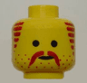 Minifigure, Head Moustache, Stubble and Sideburns Brown Pattern