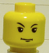 Minifigure, Head Male HP Tom Riddle with Black Eyelashes and White Pupils, Arched Right Brow, Chin Dimple Pattern