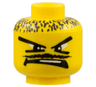 Minifigure, Head Moustache Thin, V Brow Eyes Pattern