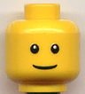 Minifigure, Head Male Thin Grin, Black Eyes with White Pupils, No Eyebrows Pattern