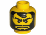 Minifigure, Head Beard Black Full, Long Mouth, Thick Eyebrows, White Pupils Pattern (Santis)