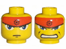Minifigure, Head Dual Sided Exo-Force Blue Eyes, Red Headband, Closed Mouth / Bared Teeth Pattern (Ryo)