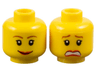 Minifigure, Head Dual Sided Female Reddish Brown Thin Eyebrows, Black Single Eyelashes, Red Lips, Wide Grin / Scared Open Mouth with Teeth Pattern