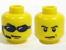Minifigure, Head Dual Sided Sunglasses, Headset / Angry Eyebrows and Scowl, White Pupils Pattern