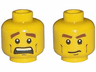 Minifigure, Head Dual Sided Reddish Brown Thick Eyebrows, Black Cheek Lines and Chin Dimple, Scared Open Mouth with Top Teeth / Stern Pattern
