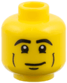 Minifigure, Head Male Black Eyebrows, Cheek Lines and White Pupils Pattern