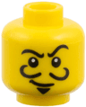 Minifigure, Head Thin Crooked Eyebrows, Curly Moustache, Goatee, and White Pupils Pattern