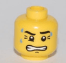 Minifigure, Head Dripping Sweat, with Clenched Teeth and Crow's Feet Pattern