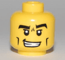 Minifigure, Head Male Black Thick Eyebrows, Cheek Lines and Furrowed Brow Pattern
