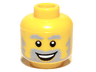 Minifigure, Head Light Bluish Gray Bushy Eyebrows and Beard, Open Mouth Smile with Top Teeth Pattern