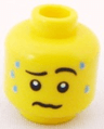Minifigure, Head Male Wrinkled Mouth and Sweat Drops Pattern
