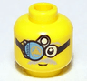 Minifigure, Head Light Bluish Gray Eyebrow and Bushy Moustache, Upper Eyelid, Goggles with Viewing Apparatus, Small Grin Pattern