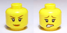 Minifigure, Head Dual Sided Female Reddish Brown Eyebrows, Black Eyelashes, Nougat Freckles, Dark Orange Lips, Grin / Scared Lopsided Open Mouth with Teeth Pattern