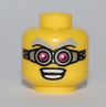 Minifigure, Head Glasses, Pink and Silver, Gray Eyebrows, Open Mouth with Teeth Pattern