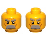 Minifigure, Head Dual Sided Light Bluish Gray Thick Eyebrows and Moustache, Medium Nougat Cheek Lines, Chin Dimple and Wrinkles, Angry Furrowed Brow / Stern Pattern