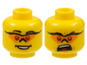 Minifigure, Head Dual Sided Black Eyebrows, Sunglasses with Single Orange Lens and Nose Piece, Medium Nougat Chin Dimple, Open Mouth Smile with Teeth / Angry Yell with Top Teeth and Red Tongue Pattern