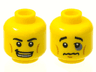 Minifigure, Head Dual Sided Black Eyebrows, White Pupils, Open Smile with Gold Mouth Guard / Black Eye, Crooked Lips Sad Pattern