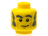 Minifigure, Head Male Dark Bluish Gray Eyebrows, Bushy Sideburns and Crooked Smile Pattern