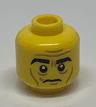 Minifigure, Head Black Eyebrows, White Pupils, Wrinkles, Cheek Lines, Frown Pattern