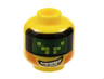 Minifigure, Head Male with Dark Green Pixelated Visor, Sideburns and Wide Grin with Teeth Pattern (Terabyte)