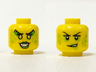 Minifigure, Head Dual Sided Female Black Eyelashes and Eyebrows, Lime Splotches, Smirk / Green Eye Shadow and Lips, Teeth Pattern