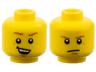Minifigure, Head Dual Sided Dark Orange Eyebrows, Crooked Smile with Teeth / Determined, Closed Mouth Pattern