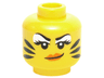 Minifigure, Head Female White Eye Shadow, Orange Lips and Black Tiger Stripes Pattern