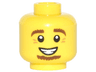 Minifigure, Head Reddish Brown Bushy Eyebrows and Wide Goatee, Nougat Eye Wrinkles, Open Mouth Smile with Teeth Pattern