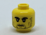 Minifigure, Head Black Thick Eyebrows and Stubble, Dark Tan Cheek Lines Pattern