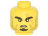 Minifigure, Head Black Eyebrows, Goatee, Stubble and Large Medium Nougat Scar with Stitches Pattern