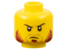 Minifigure, Head Beard Stubble Dark Red, Sideburns, Goatee, Curved Black Eyebrows Pattern