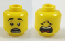 Minifigure, Head Dual Sided Black Eyebrows, Scared / Closed Eyes Crying Pattern