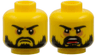 Minifigure, Head Dual Sided Beard Black, Black Eyebrows, Firm / Angry Open Mouth Pattern