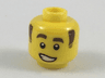 Minifigure, Head Reddish Brown Eyebrows and Sideburns, Lopsided Grin with Teeth Pattern