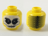 Minifigure, Head Alien with White Full Face Skull Tattoo, 2 Silver Stars on Forehead, Black Dots Hair on Back Pattern