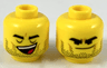 Minifigure, Head Dual Sided Black Thick Eyebrows and Stubble, Closed Eyes Open Mouth / Smirk with Lowered Eyebrows Pattern