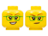 Minifigure, Head Dual Sided Female Green Glasses, Smile / Closed Mouth Pattern