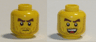 Minifigure, Head Dual Sided Dark Brown Beard Stubble, Dark Brown Thick Eyebrows, Grumpy / Open Mouth Smile Pattern
