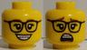 Minifigure, Head Dual Sided Female, Reddish Brown Eyebrows, Glasses, Nougat Lips, Braces, Open Smile / Scared Pattern