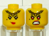 Minifigure, Head Dual Sided Female Gold Headband, Beauty Mark, and Red Lips / Angry Red Eyes and Open Mouth Grimace with White Teeth Pattern
