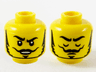 Minifigure, Head Dual Sided Black Eyebrows, Moustache, Goatee, Beard and Sideburns, Medium Nougat Dimples, Open Mouth with Teeth / Frown and Closed Eyes Pattern