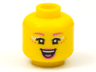 Minifigure, Head Female Dark Pink Eyebrows, Freckles, Lips, and Tongue, Light Aqua Eye Shadow, Open Mouth Smile Pattern