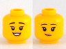 Minifigure, Head Dual Sided Female Black Eyebrows, Eyelashes, Nougat Lips, Open Mouth Smile with Teeth / Lopsided Grin Pattern
